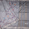 Raw Silk Light Grey Floral Printed Saree And Zari Border