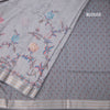 Raw Silk Light Grey Floral Printed Saree And Zari Border