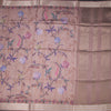 Raw Silk Light Brown Floral Printed Saree And Zari Border