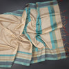 Raw Silk Sandal Plain Saree And Printed Temple Border
