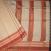 Raw Silk Sandal Plain Saree And Printed Temple Border 02