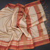Raw Silk Sandal Plain Saree And Printed Temple Border 02