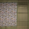 Raw Silk Grey Floral Printed Saree And Zari Border 02