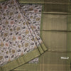 Raw Silk Grey Floral Printed Saree And Zari Border 02