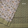 Raw Silk Grey Floral Printed Saree And Zari Border 02