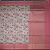 Raw Silk Light Grey Floral Printed Saree And Zari Border 02