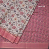 Raw Silk Light Grey Floral Printed Saree And Zari Border 02