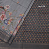 Raw Silk Fossil Grey Floral Printed Saree And Zari Border