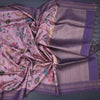 Raw Silk Onion Pink Floral Printed Saree And Zari Border
