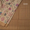 Raw Silk Golden Brown Floral Printed Saree And Zari Border 02