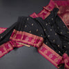 Art Silk Black Saree With Zari Buttas And Mango Border