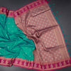 Art Silk Peacock Green Saree With Zari Buttas And Mango Border