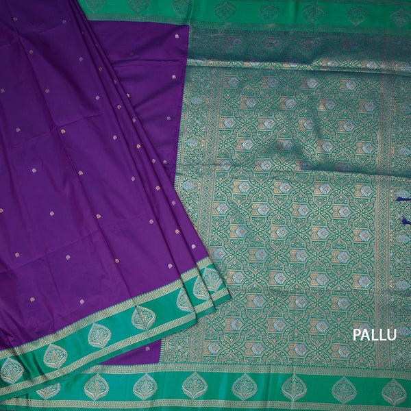 Art Silk Purple Saree With Zari Buttas And Zari Border