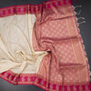 Art Silk Cream Saree With Zari Buttas And Mango Border