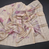 Raw Silk Cream Floral Printed Saree And Thread Cut WorkBorder