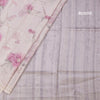 Raw Silk Light Onion Pink Floral Printed Saree And Cut Work Border