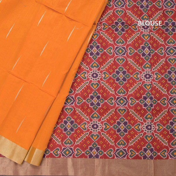 Raw Silk Mango Yellow Malli Moggu Design And Zari Border