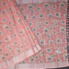 Semi Linen Peach Floral Printed Saree 02