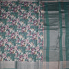 Semi Linen Teal Green Floral Printed Saree 03