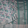Semi Linen Teal Green Floral Printed Saree 03