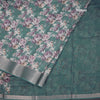 Semi Linen Teal Green Floral Printed Saree 03