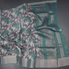 Semi Linen Teal Green Floral Printed Saree 03