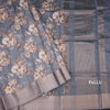 Semi Linen Grey Floral Printed Saree 09