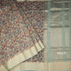Semi Linen Pista Green Floral Printed Saree 03