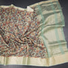 Semi Linen Pista Green Floral Printed Saree 03
