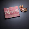 Semi Linen Dark Peach Saree With Painted Zari Thread Work