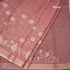 Semi Linen Dark Peach Saree With Painted Zari Thread Work