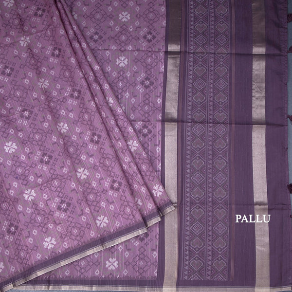 Semi Raw Silk Purple Printed Saree 03