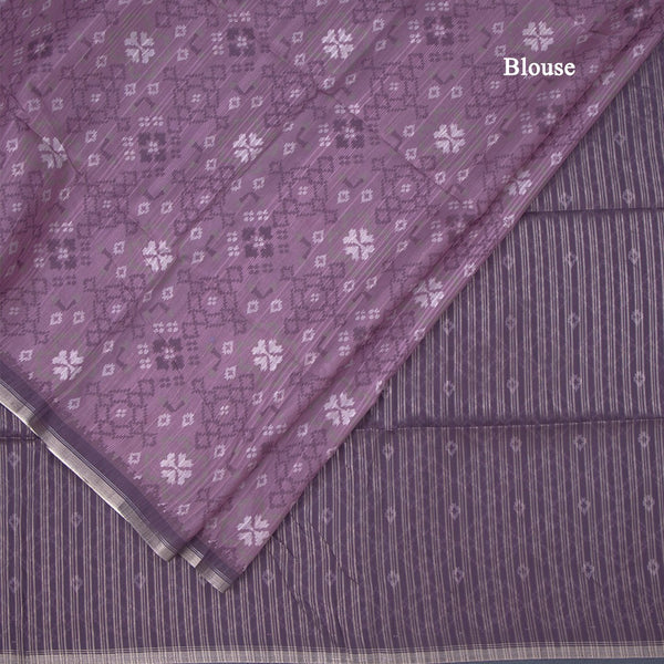 Semi Raw Silk Purple Printed Saree 03