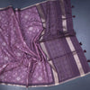 Semi Raw Silk Purple Printed Saree 03