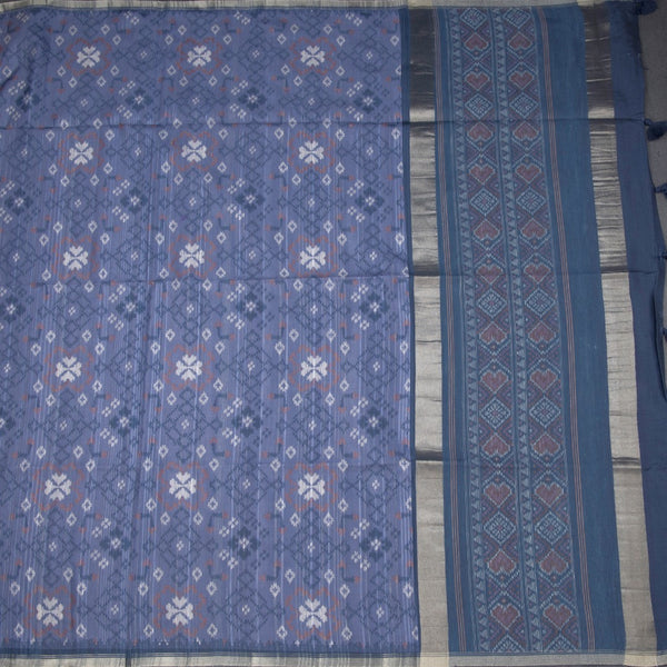 Semi Raw Silk Blue Printed Saree 02