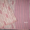 Semi Raw Silk Cream Leaf Printed Saree 03