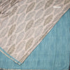 Semi Raw Silk Cream Leaf Printed Saree 04