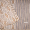 Semi Raw Silk Cream Leaf Printed Saree 05