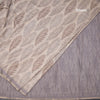 Semi Raw Silk Cream Leaf Printed Saree 06