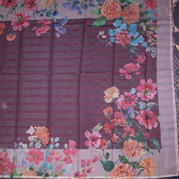Kota Maroon Floral Printed Saree