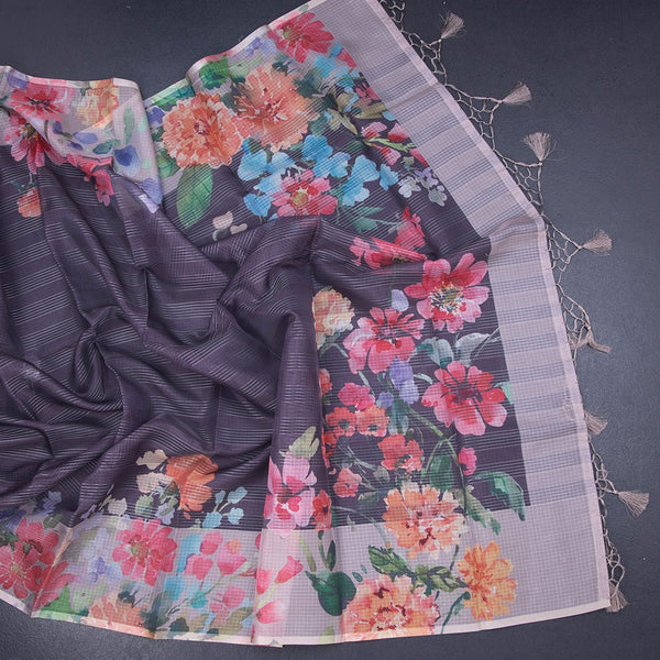 Kota Plum Purple Floral Printed Saree