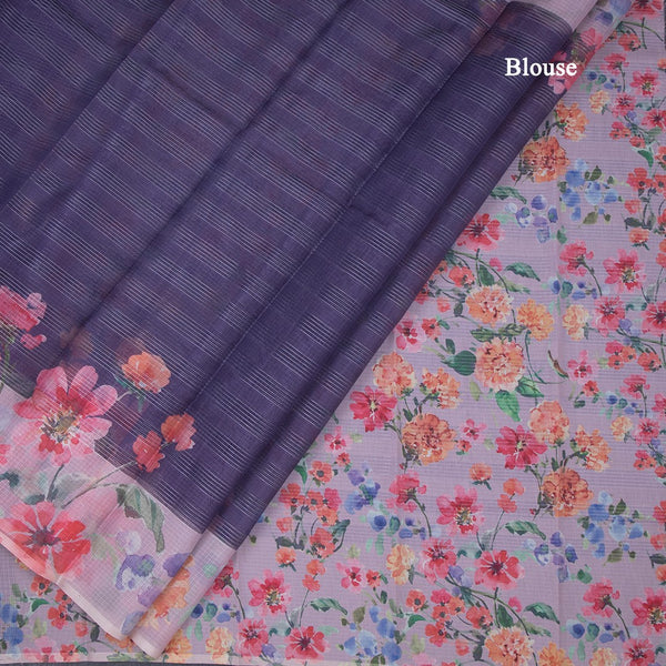 Kota Dark Purple Floral Printed Saree