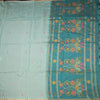 Semi Linen Mint Green Thread Work Saree