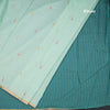 Semi Linen Mint Green Thread Work Saree
