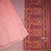 Semi Linen Peach Thread Work Saree