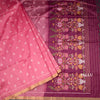 Semi Raw Silk Rose Pink Printed Saree 02