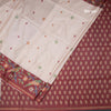 Semi Raw Silk Cream Floral Printed Saree 08