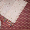 Semi Raw Silk Cream Floral Printed Saree 08