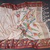 Semi Raw Silk Cream Floral Printed Saree 08