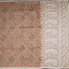 Semi Linen Olive Green Printed Saree And Thread Pallu